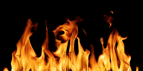 orange flame hot sparks isolated on black