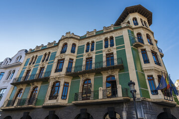 Modernist building in the city of Oviedo, Uvieu, in Asturias 