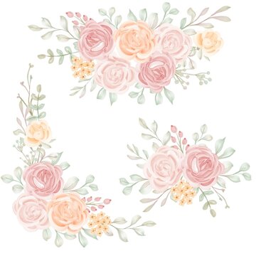Luxury Rose Flower Wreath Isolated Clipart