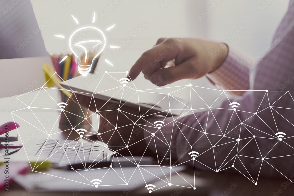 Poster ai, artificial intelligence, machine learning, big data, digital software development concept, using