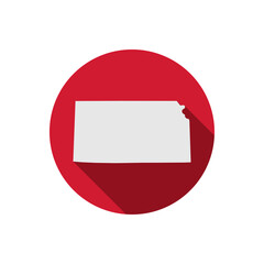 Kansas state circle map with long shadow