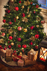 Decorated Christmas Tree at Home 