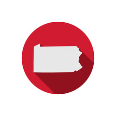 Pennsylvania state circle map with long shadow