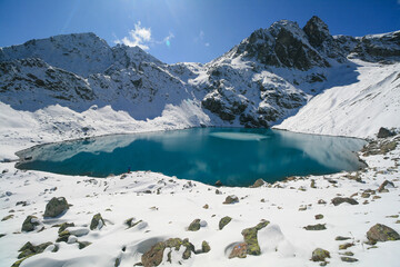 Mountain lakes in the Caucasus Mountains, Arkhyz, Russia.