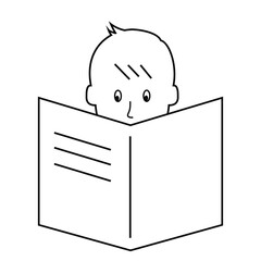 Man with book, line art, vector illustration