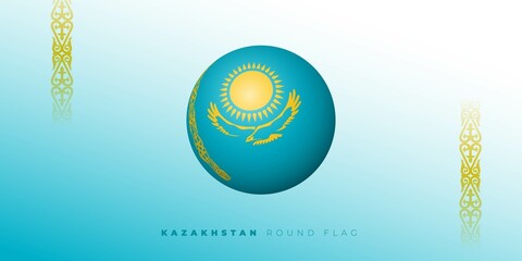 Kazakhstan Round flag vector illustration. Kazakhstan independence day template design. - obrazy, fototapety, plakaty