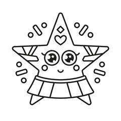 Very Cute Star - Christmas coloring page for book and drawing