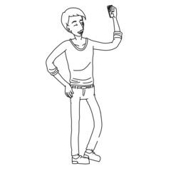 Hugo Man Taking Selfie Whiteboard Animation SVG Image