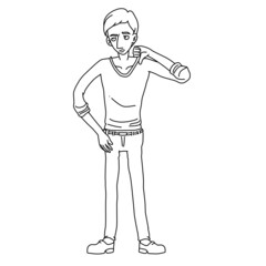 Hugo Man Thumbs Down Disagree Whiteboard Animation SVG Image