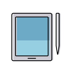 Tablet and stylus simple color vector illustration