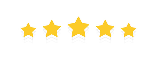 Five stars customer product rating review. We want your feedback. Modern flat style vector illustration