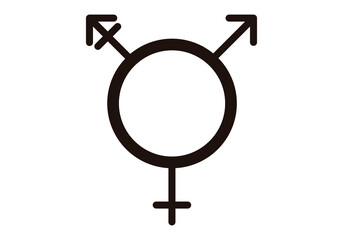Icono negro de persona transgénero en fondo blanco.