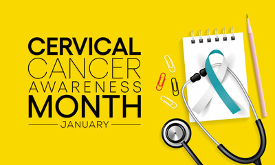 Cervical Cancer awareness month is observed every year in January, It occurs most often in women over age 30. Vector illustration