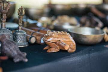 guiro frog and various percussion instruments for meditation and relaxation