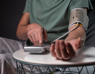 Blood pressure monitoring and checking by modern tool for heart health control.