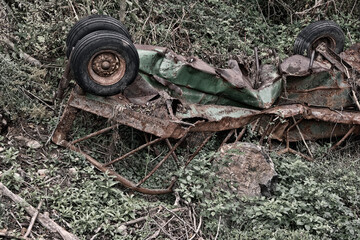 Fototapeta premium The Wreck of an Old Tractor