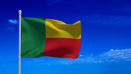 Benin flag, waving in the wind - 3d rendering
