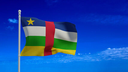 Central African Republic flag, waving in the wind - 3d rendering