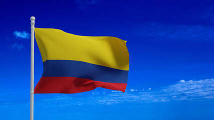 Colombia flag, waving in the wind - 3d rendering