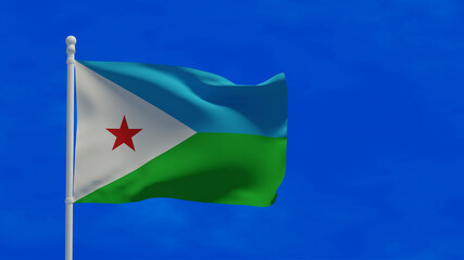 Djibouti flag, waving in the wind - 3d rendering