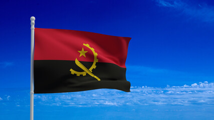 Angola flag, waving in the wind - 3d rendering