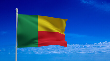 Benin flag, waving in the wind - 3d rendering