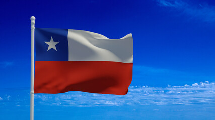 Chile flag, waving in the wind - 3d rendering