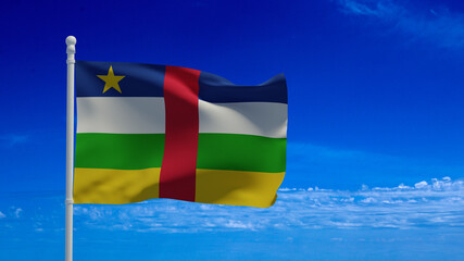 Central African Republic flag, waving in the wind - 3d rendering