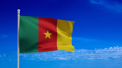 Cameroon flag, waving in the wind - 3d rendering