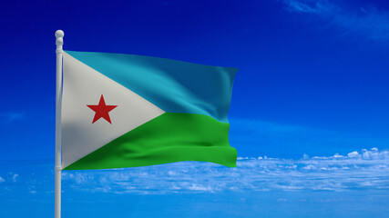 Djibouti flag, waving in the wind - 3d rendering
