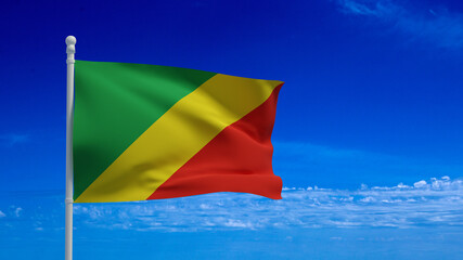 Congo-Brazzaville flag, waving in the wind - 3d rendering