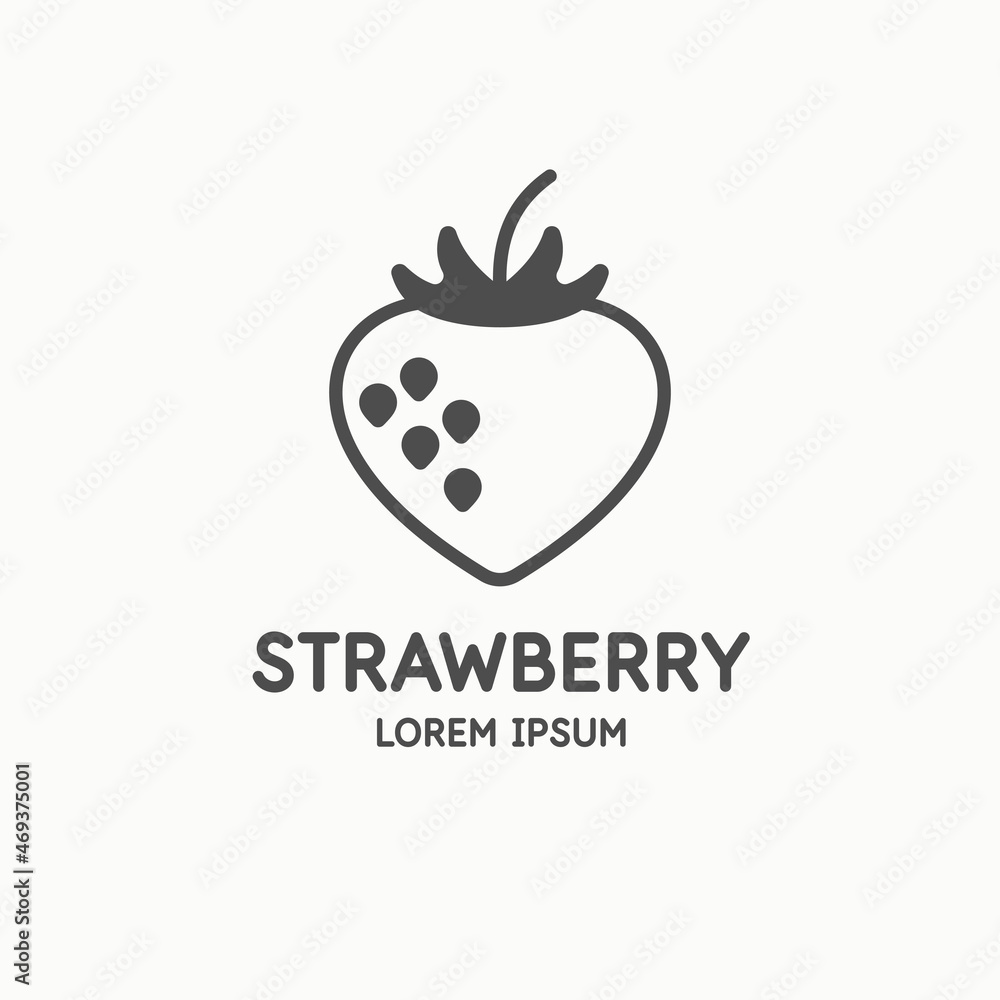Poster illustration of a strawberry in a flat style. isolated image on a light background. vector icon.