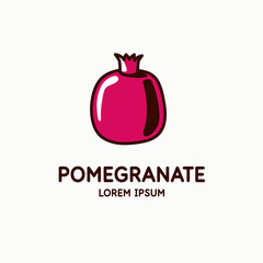 Illustration of a pomegranate in a flat style. Isolated image on a light background. Vector icon.
