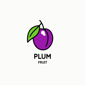 Illustration of a plum in a flat style. Isolated image on a light background. Vector icon.