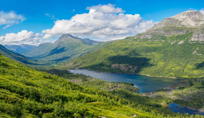 Naklejka na ściany i meble Innerdalsvatna Lake. Innerdalen mountain valley of Norway