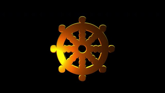 Buddhist wheel of life icon. 4k Animation with alpha channel