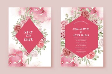 Elegant Wedding Invitation Hexagonal Rose Flower Template