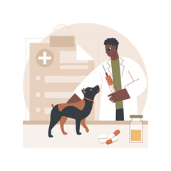 Vet clinic abstract concept vector illustration. Vet hospital, surgery, vaccination services, animal clinic, pets medical care, veterinary service, diagnostic equipment abstract metaphor.