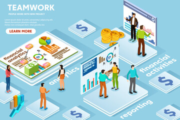 team of people working on innovative business project in virtual office.