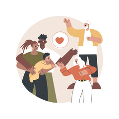 Descendant abstract concept vector illustration. Line of ancestors, persons offspring, grandson granddaughter, generations relationships, happy grandfather, family together abstract metaphor.