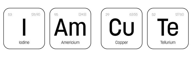 I am cute chemical label style desing