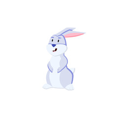 Conejo animado. Concepto de animal y naturaleza. Ilustración vectorial, estilo azul