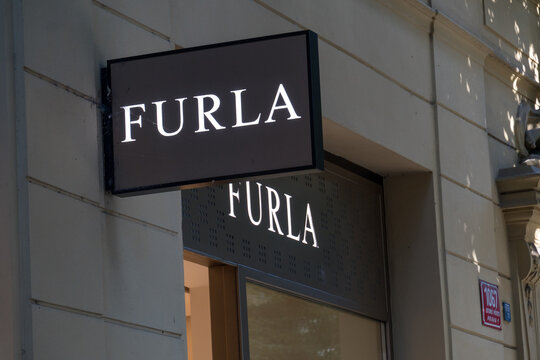 Prague, Czech Republic - July 22, 2020: Furla store, Italian luxury company that was created by the Furlanetto family. The company is currently a limited liability company