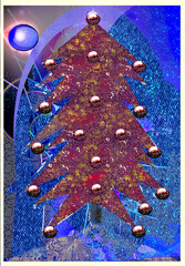 Illustration space Christmas tree  gold decorations