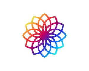 Taiwanese flower outline icon. Taiwan. Plum blossom. Oriental custom. Asian item. Rainbow gradient symbol. Isolated vector stock illustration