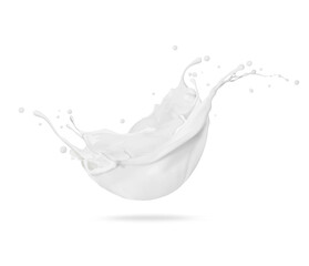 Splash of milk or cream close up isolated on white background