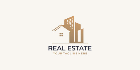 real estate logo design template.inspiration for business of building, construction.