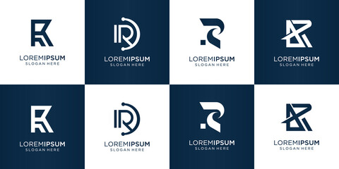 Fototapeta na wymiar set of creative r logo minimalist design. abstract concept initial r logo for your business company.