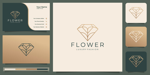 Feminine beauty flower logo luxury design, concept, salon & spa line art style template logo floral rose.