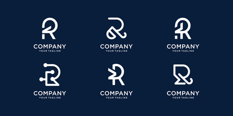 Abstract collection initials R logo template icons for business of technology, fashion, identity.